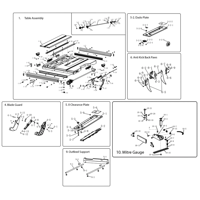 Evolution R10TS / R10TBLX Spare Parts (Section 1)