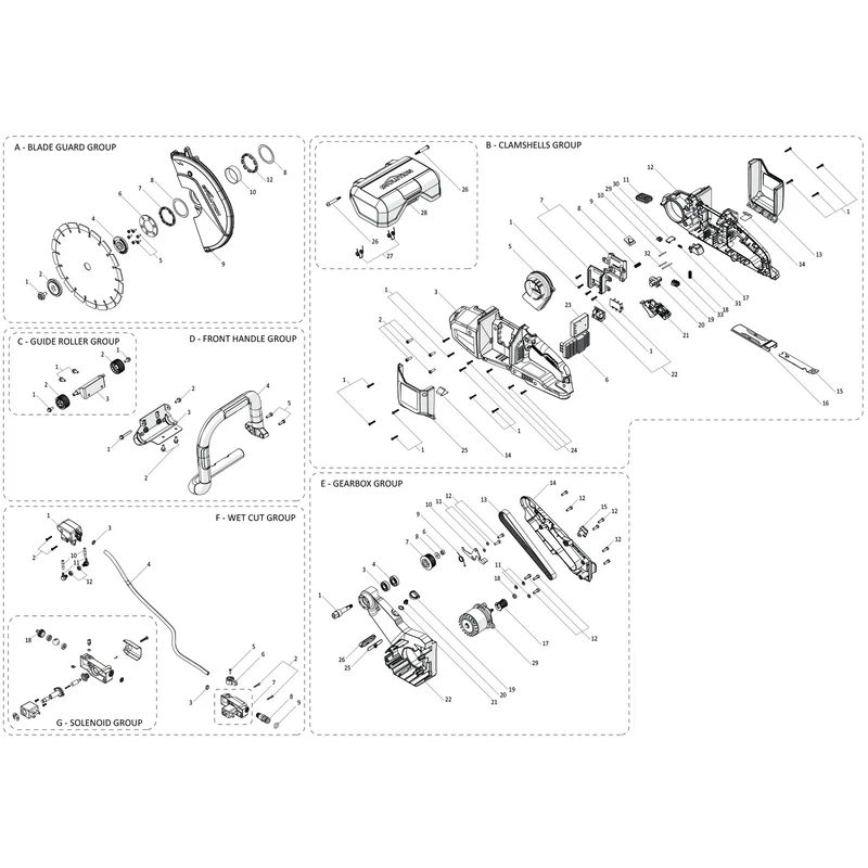 Evolution R260DCT-Li Concrete Saw Spare Parts