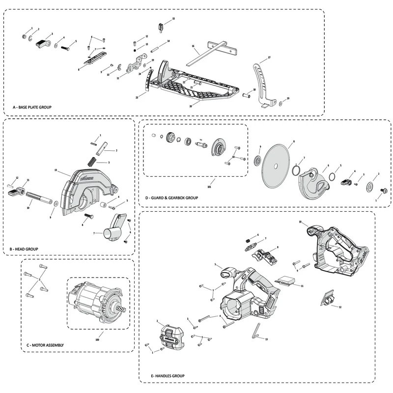 Evolution R165CCS-Li Circular Saw Spare Parts