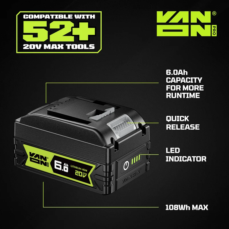 Für Worx 20V Max WA3520 Akku 6Ah Ersatz-VANON PRO