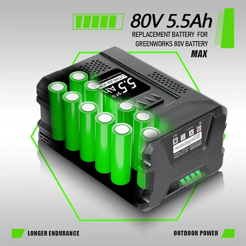Greenworks 80V 5Ah Akku GBA80200 GBA80400