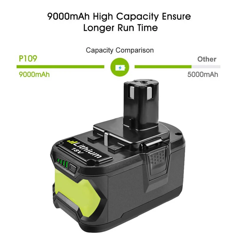 18V 9Ah Ersatzakku für Ryobi Lithium P102 P103 P105 P107 P108 P109 Ryobi ONE+ Cordless Tool