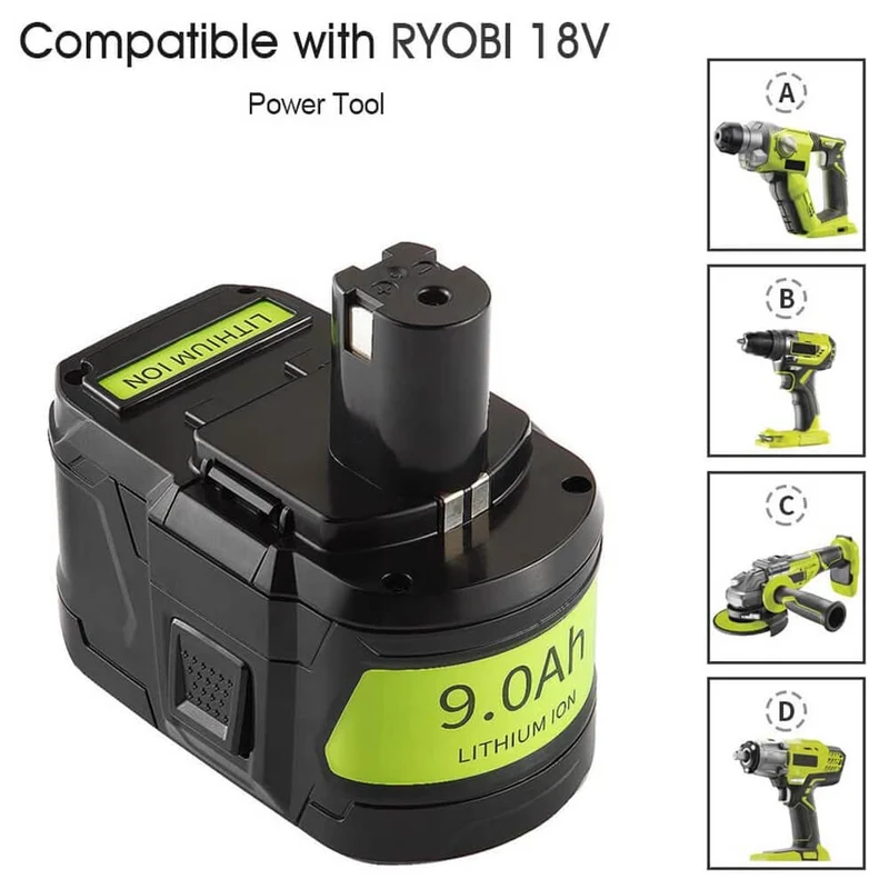 18V 9Ah Ersatzakku für Ryobi Lithium P102 P103 P105 P107 P108 P109 Ryobi ONE+ Cordless Tool