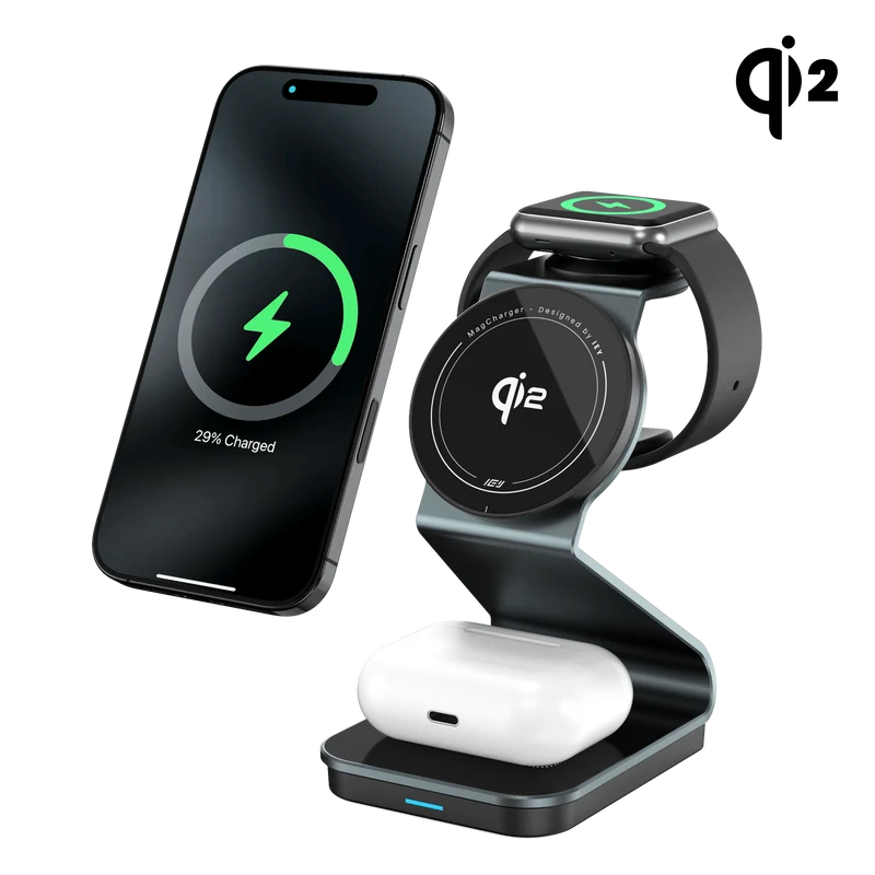 MagCharger Qi2 - Estación de Carga Inalámbrica 3 en 1