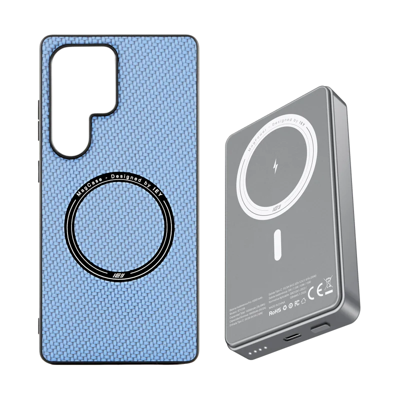 Combo MagSafe Samsung – Funda Carbon & Batería Inalámbrica Pro 10000 mAh