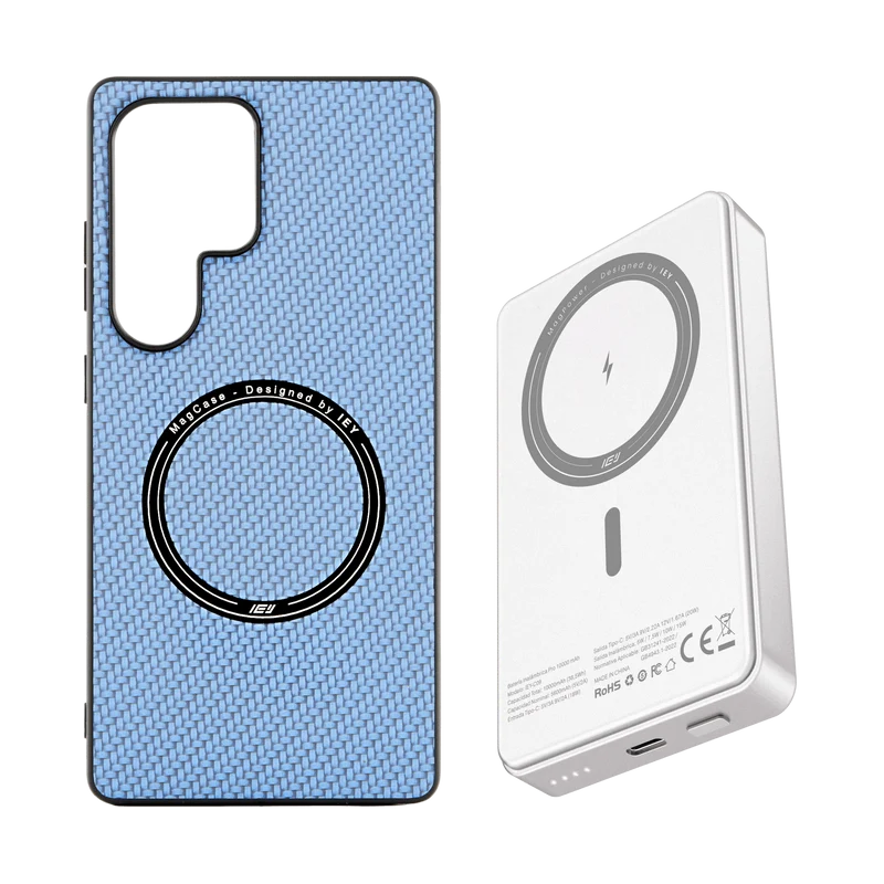 Combo MagSafe Samsung – Funda Carbon & Batería Inalámbrica Pro 10000 mAh
