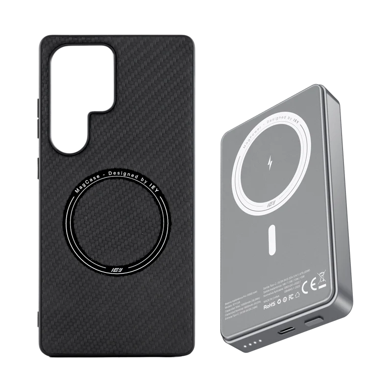 Combo MagSafe Samsung – Funda Carbon & Batería Inalámbrica Pro 10000 mAh