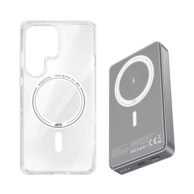 Combo MagSafe Samsung – Funda Transparente & Batería Inalámbrica Pro 10000 mAh