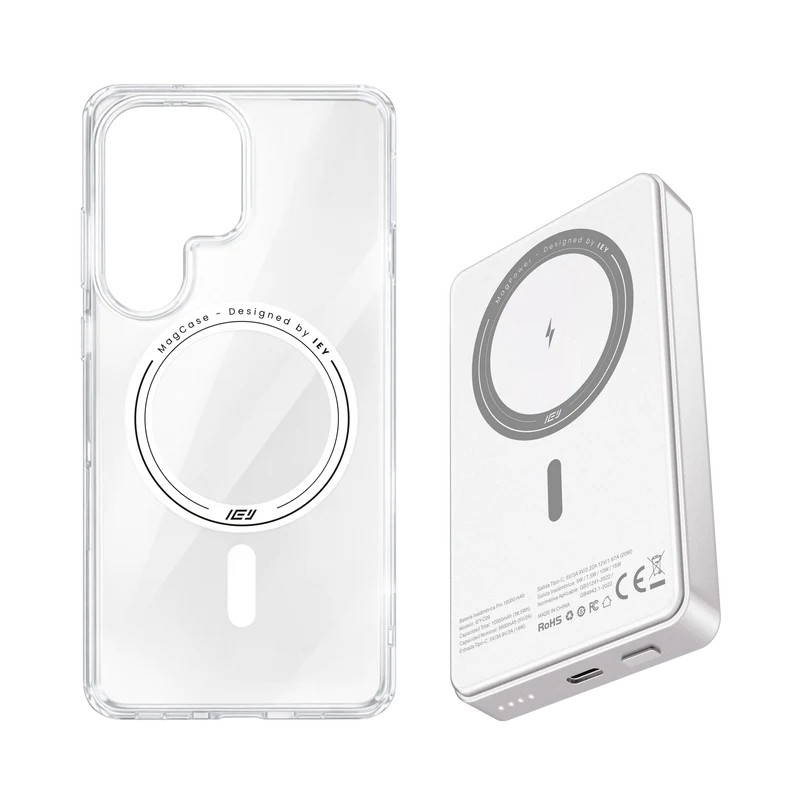 Combo MagSafe Samsung – Funda Transparente & Batería Inalámbrica Pro 10000 mAh