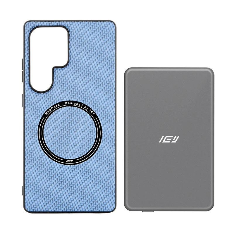Combo MagSafe Samsung – Funda Carbon & Batería Inalámbrica Ultrafina 5000 mAh