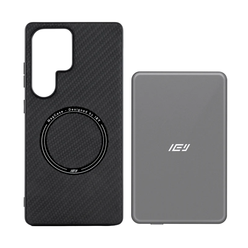 Combo MagSafe Samsung – Funda Carbon & Batería Inalámbrica Ultrafina 5000 mAh