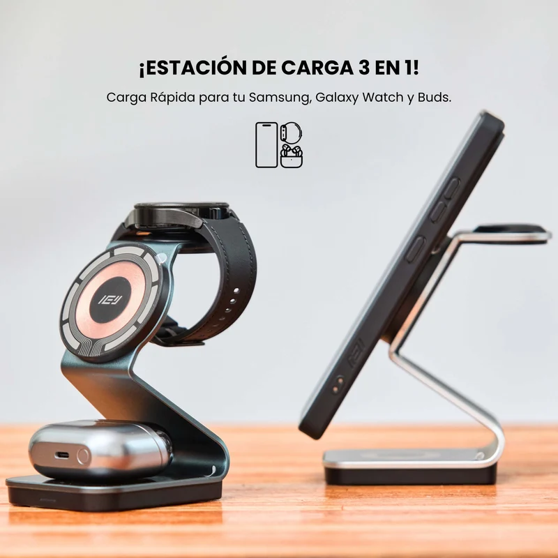 Combo MagSafe Samsung – Funda Ring & Estación de Carga Inalámbrica 3 en 1