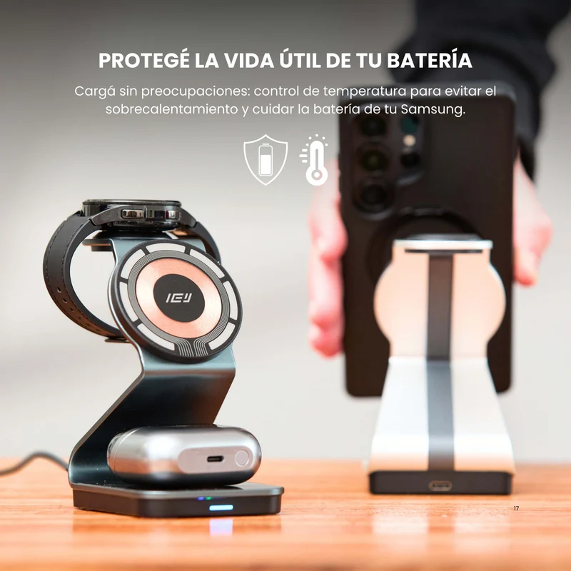 Combo MagSafe Samsung – Funda Ring & Estación de Carga Inalámbrica 3 en 1