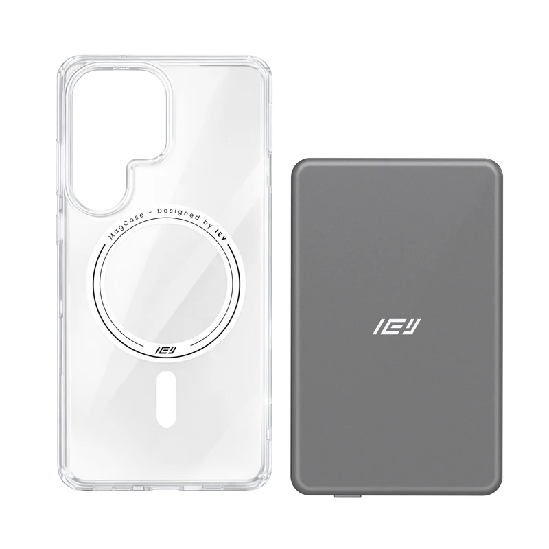 Combo MagSafe Samsung – Funda Transparente & Batería Inalámbrica Ultrafina 5000 mAh