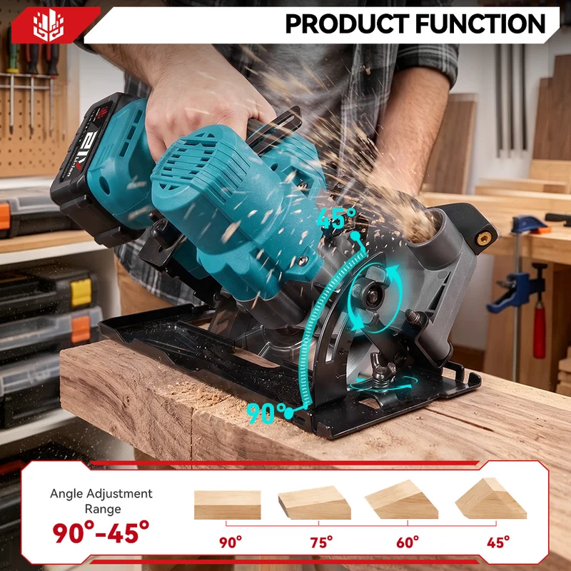 ONEVAN 165mm 6.5 Inch Cordless Brushless Circular Saw with Laser Guide & Digital Display