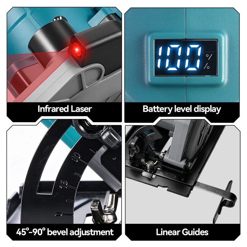 ONEVAN 165mm 6.5 Inch Cordless Brushless Circular Saw with Laser Guide & Digital Display