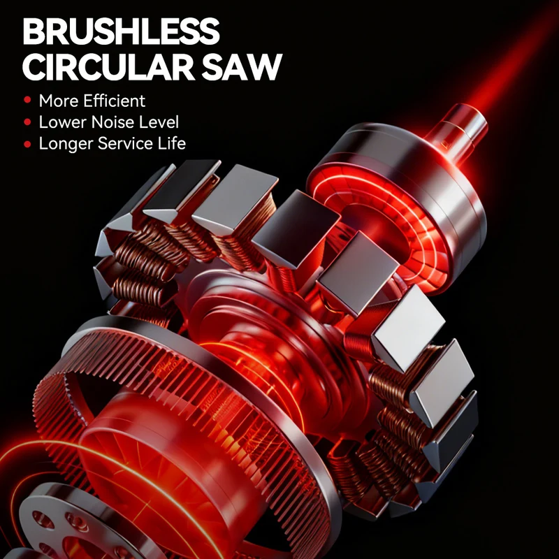 ONEVAN 165mm 6.5 Inch Cordless Brushless Circular Saw with Laser Guide & Digital Display