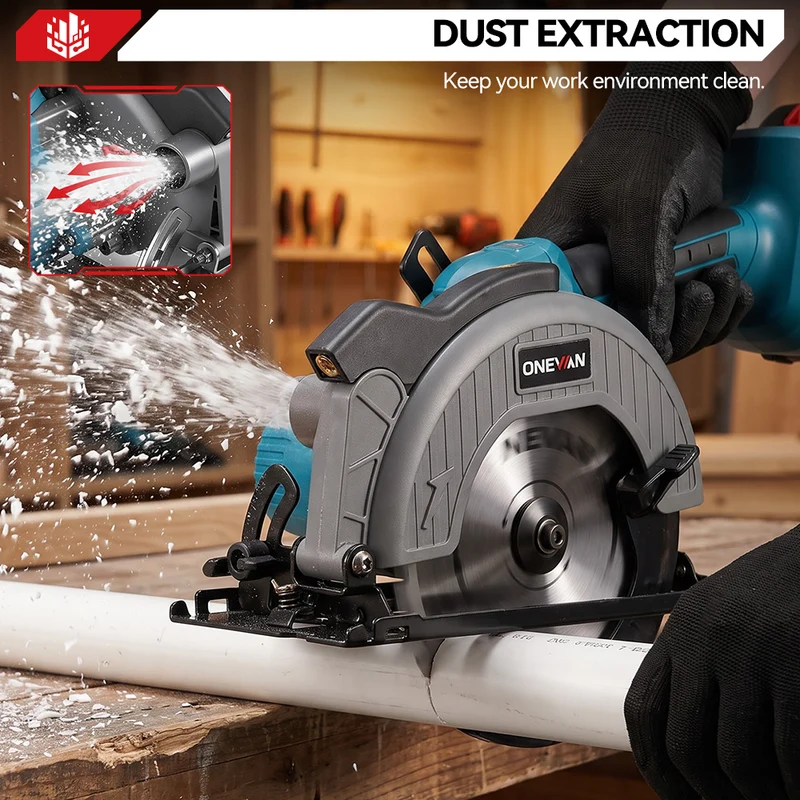ONEVAN 165mm 6.5 Inch Cordless Brushless Circular Saw with Laser Guide & Digital Display