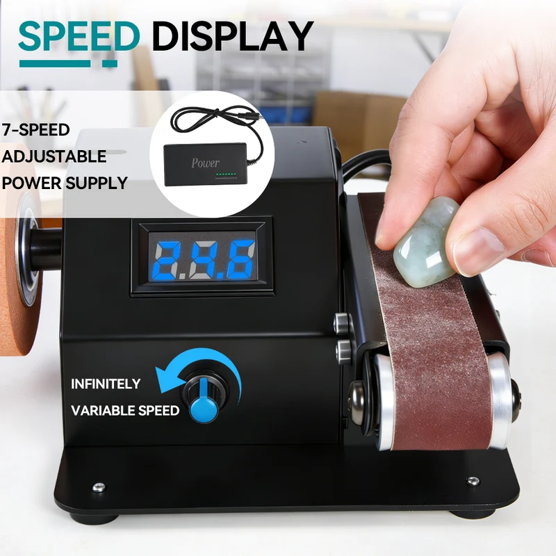 ONEVAN Corded Desktop Belt Sander 220V – 7-Speed Adjustable