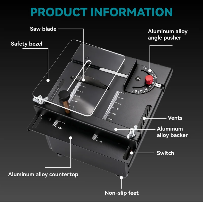 ONEVAN Corded Mini Table Saw 220V – 96W Compact Precision Cutter, 63mm Blade, 9000RPM