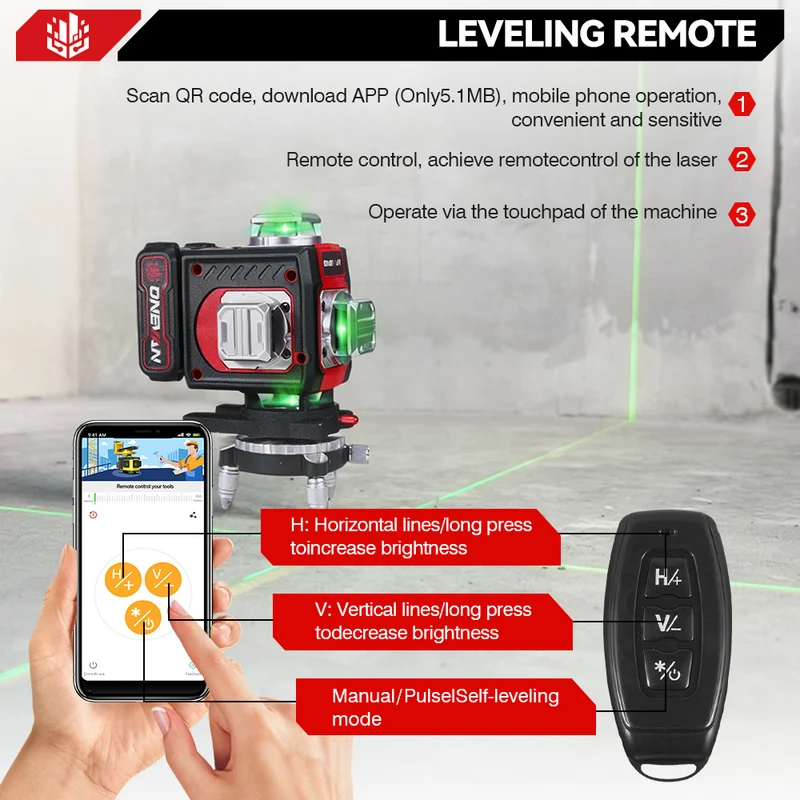 ONEVAN LK-822 Pro 16-Line 4D Laser Level | Metal Base & Lifting Platform | 1M Tripod Included