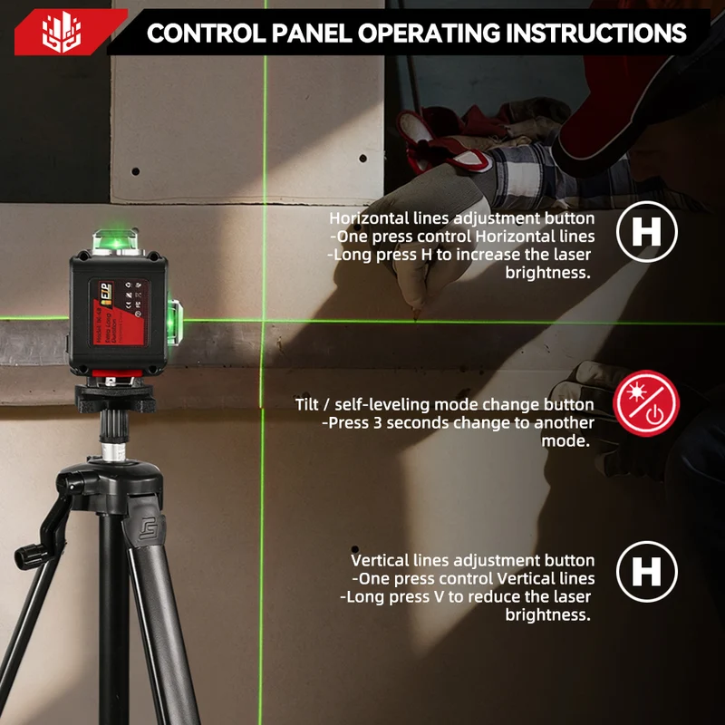 ONEVAN LK-822 Pro 16-Line 4D Laser Level | Metal Base & Lifting Platform | 1M Tripod Included
