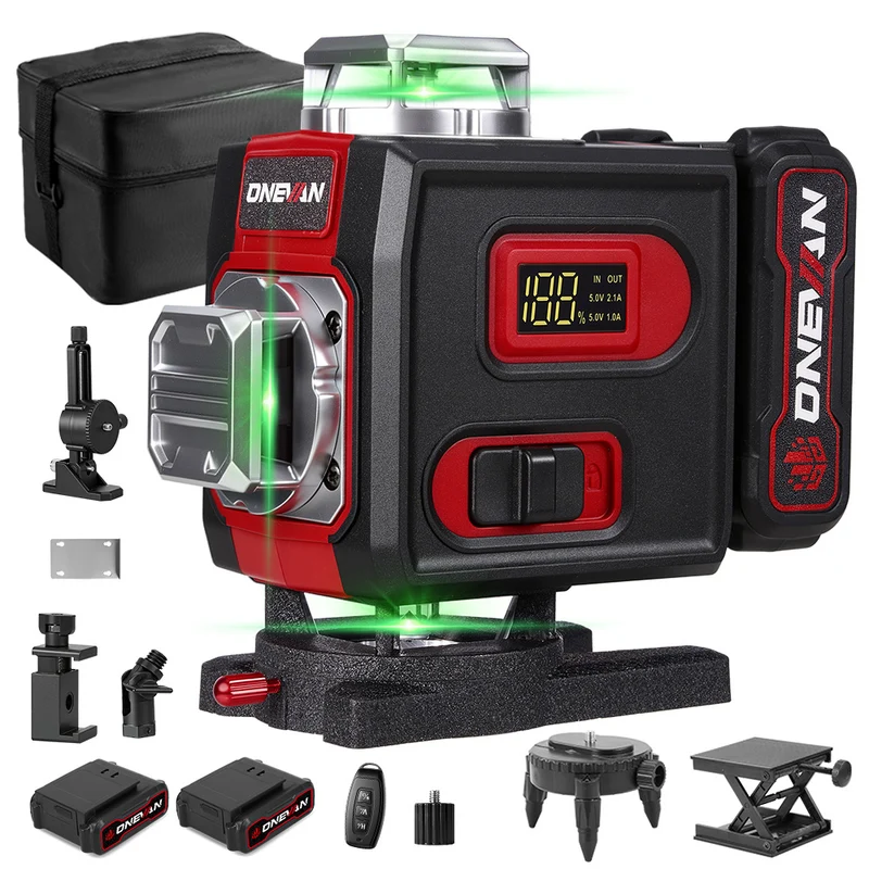 ONEVAN LK-822 16-Line 4D Laser Level | Digital Display | Rotatable Window & Base