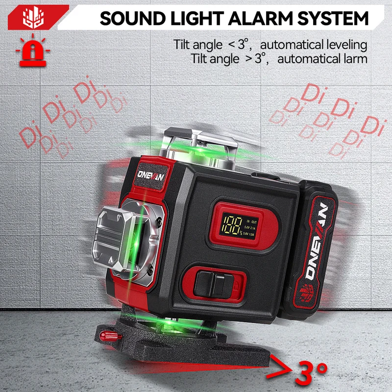 ONEVAN LK-822 16-Line 4D Laser Level | Digital Display | Rotatable Window & Base