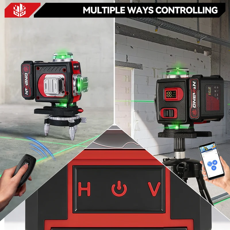 ONEVAN LK-822 16-Line 4D Laser Level | Digital Display | Rotatable Window & Base