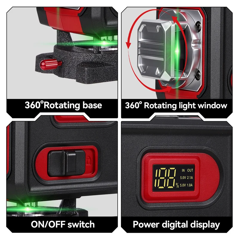 ONEVAN LK-822 16-Line 4D Laser Level | Digital Display | Rotatable Window & Base