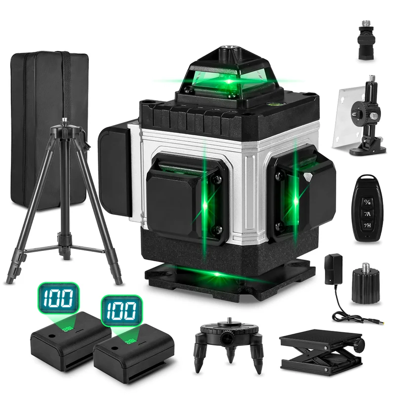ONEVAN LK-804 Pro 16-Line 4D Green Laser Level | Self-Leveling | 360° Swivel Head with Tripod