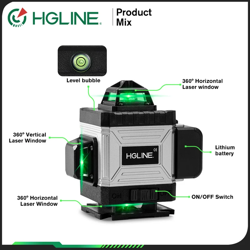 ONEVAN LK-804 Pro 16-Line 4D Green Laser Level | Self-Leveling | 360° Swivel Head with Tripod