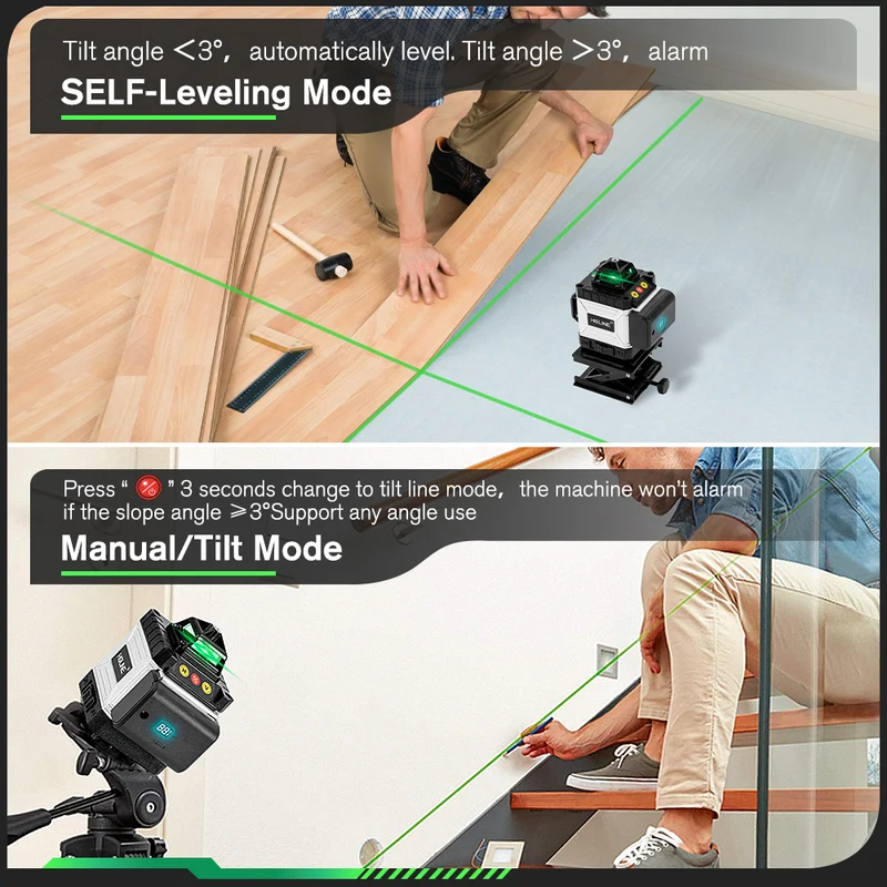 ONEVAN LK-804 Pro 16-Line 4D Green Laser Level | Self-Leveling | 360° Swivel Head with Tripod