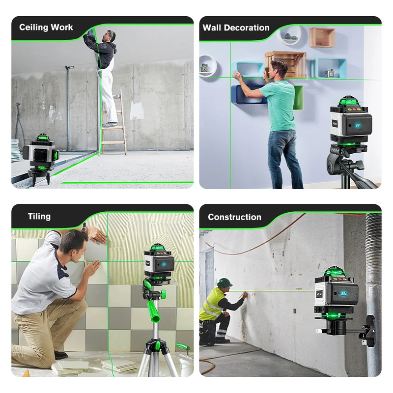 ONEVAN LK-804 Pro 16-Line 4D Green Laser Level | Self-Leveling | 360° Swivel Head with Tripod