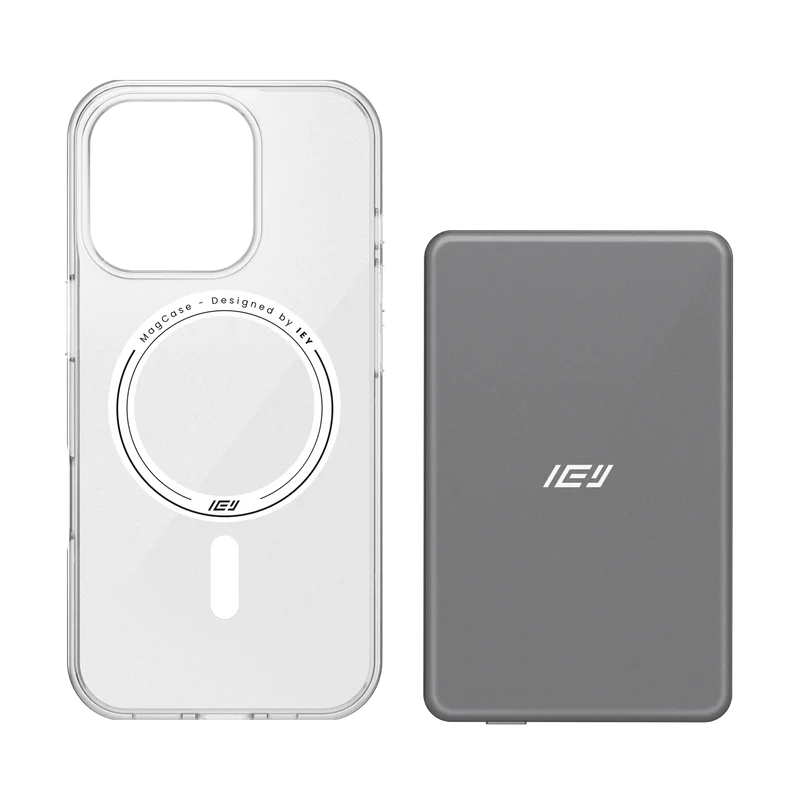 Combo MagSafe – Funda Transparente & Batería Inalámbrica Ultrafina 5000 mAh