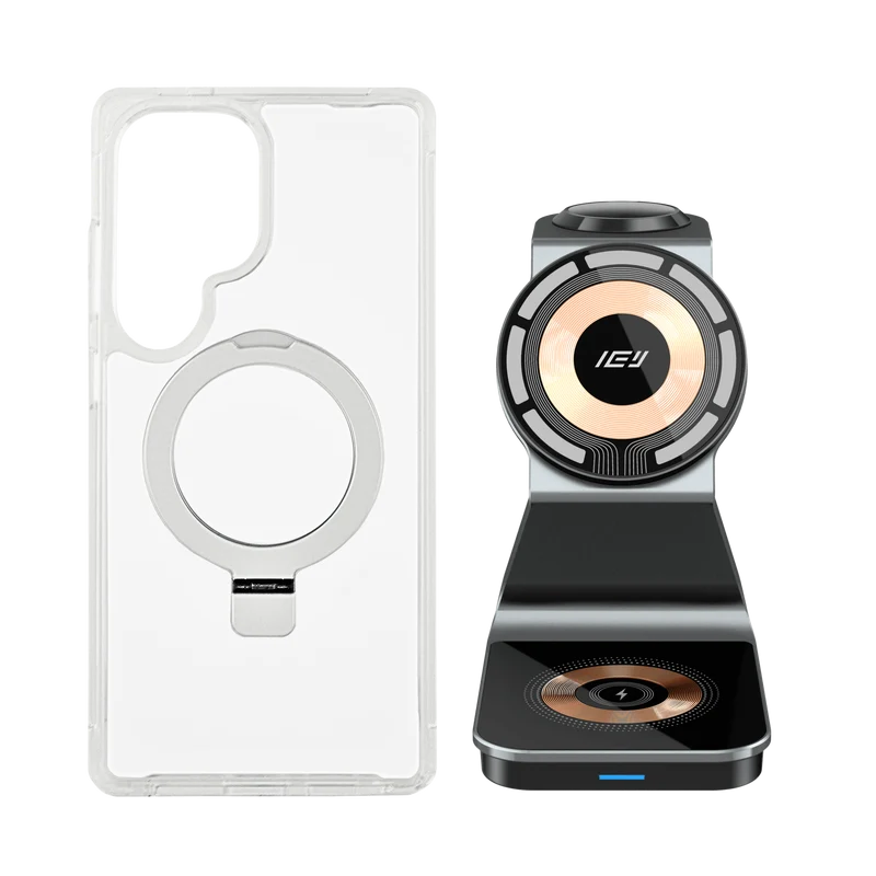 Combo MagSafe Samsung – Funda Ring & Estación de Carga Inalámbrica 3 en 1