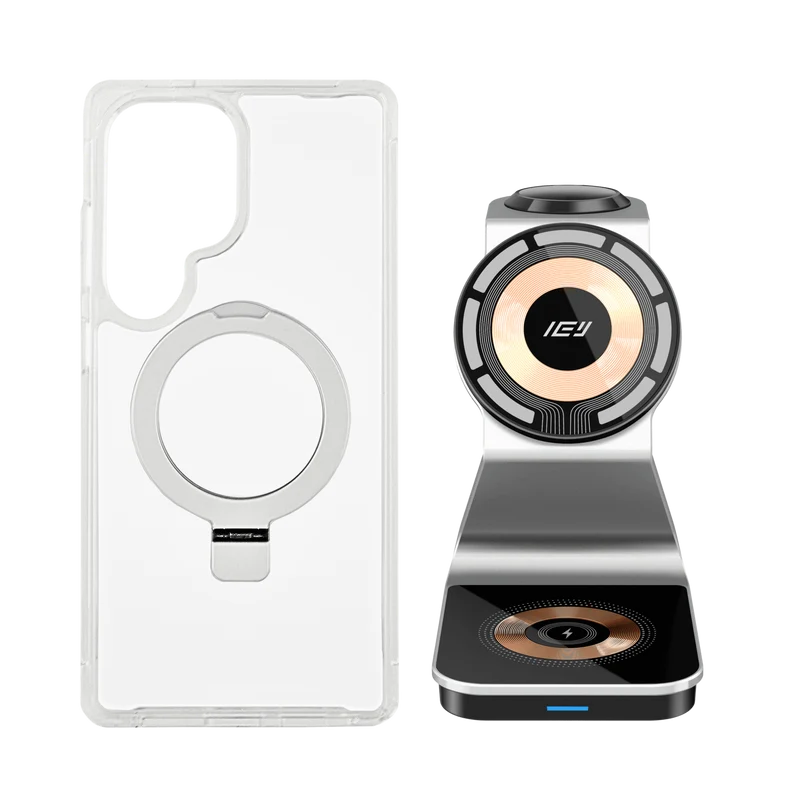 Combo MagSafe Samsung – Funda Ring & Estación de Carga Inalámbrica 3 en 1