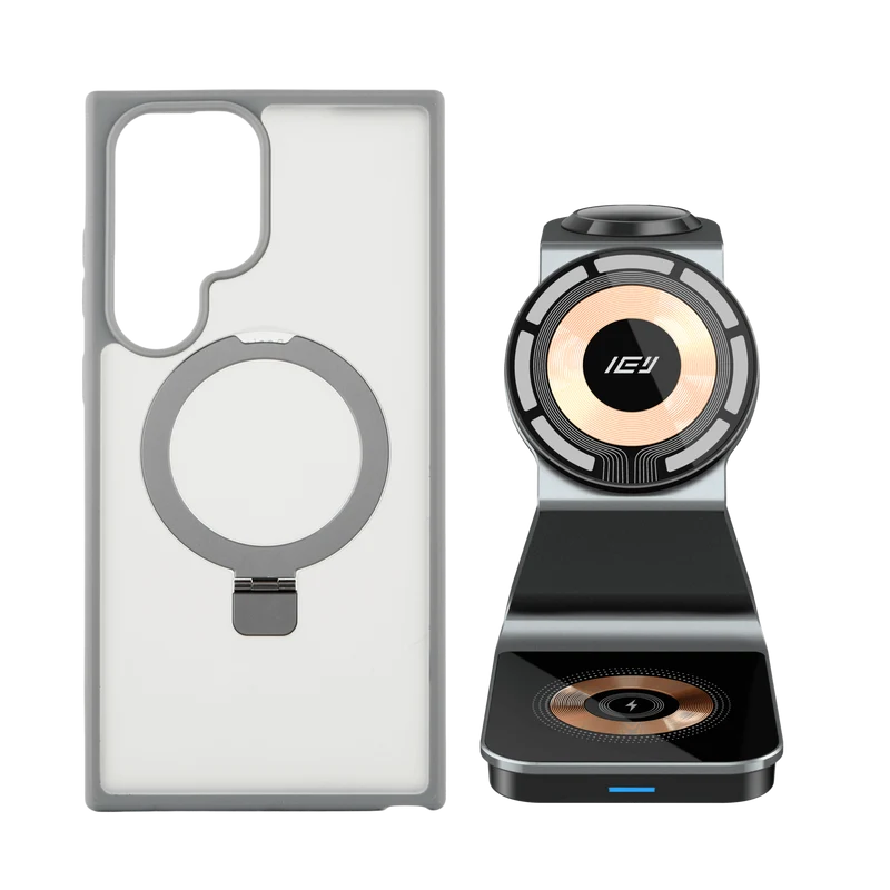 Combo MagSafe Samsung – Funda Ring & Estación de Carga Inalámbrica 3 en 1