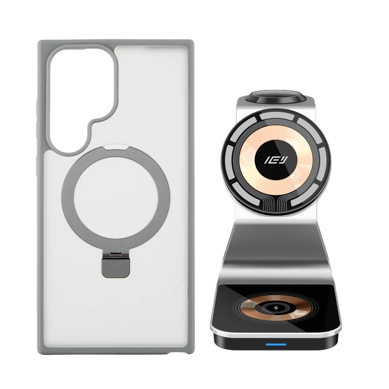Combo MagSafe Samsung – Funda Ring & Estación de Carga Inalámbrica 3 en 1