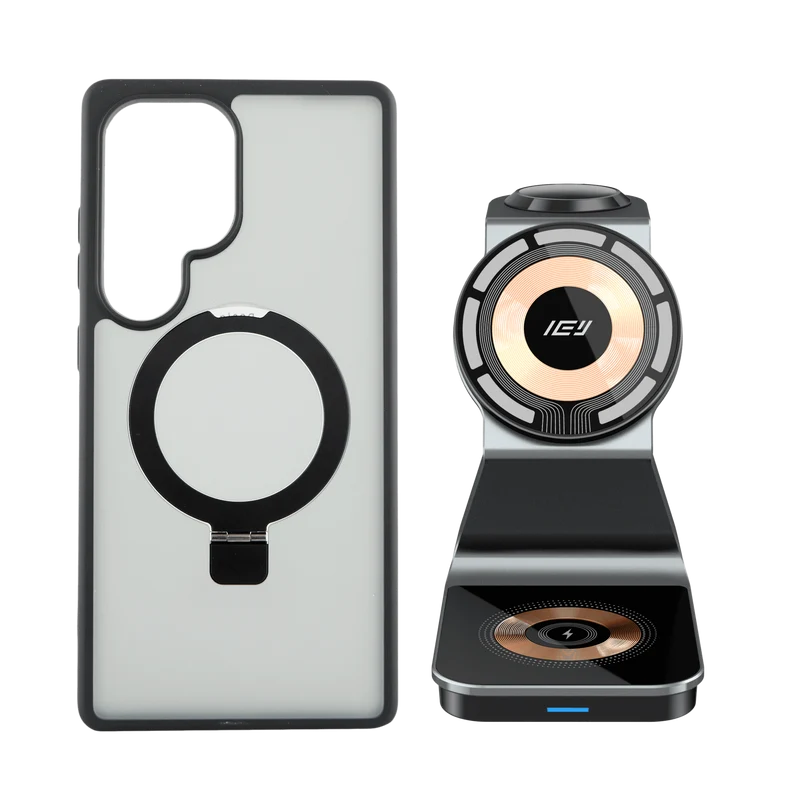 Combo MagSafe Samsung – Funda Ring & Estación de Carga Inalámbrica 3 en 1