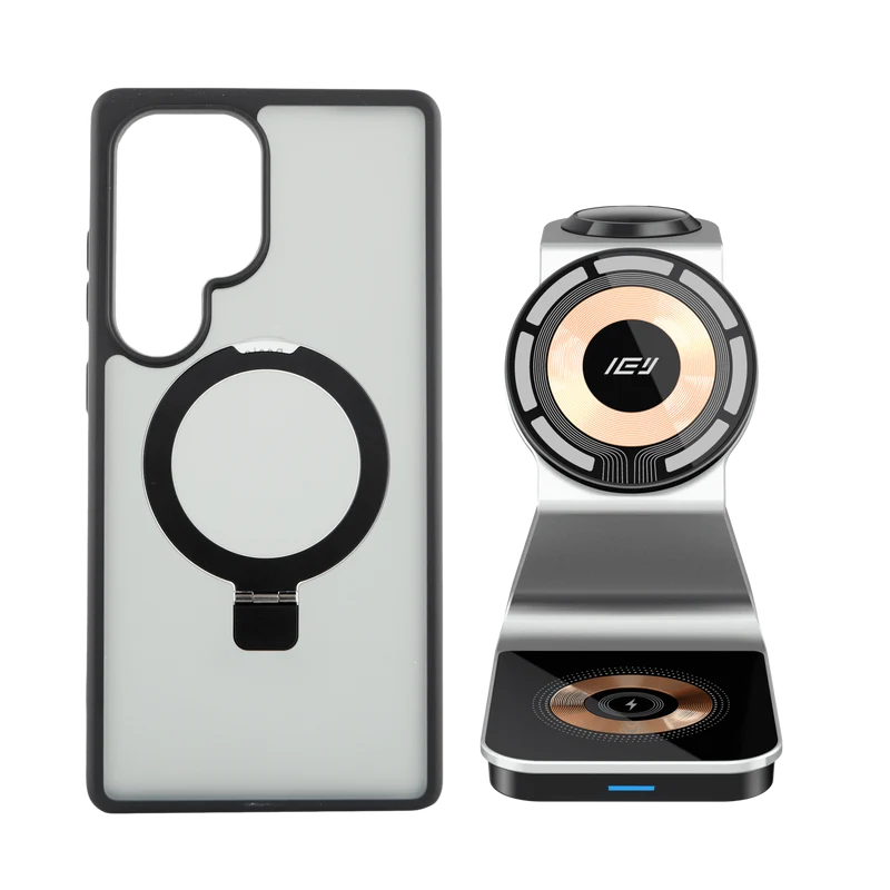 Combo MagSafe Samsung – Funda Ring & Estación de Carga Inalámbrica 3 en 1