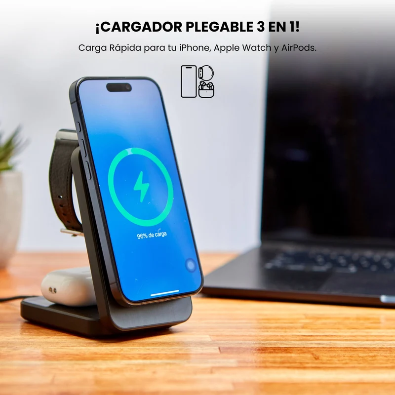 Combo MagSafe – Funda Transparente & Estación de Carga 3 en 1 Plegable