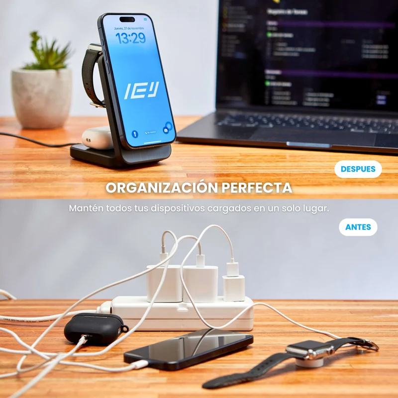 Combo MagSafe – Funda Transparente & Estación de Carga 3 en 1 Plegable