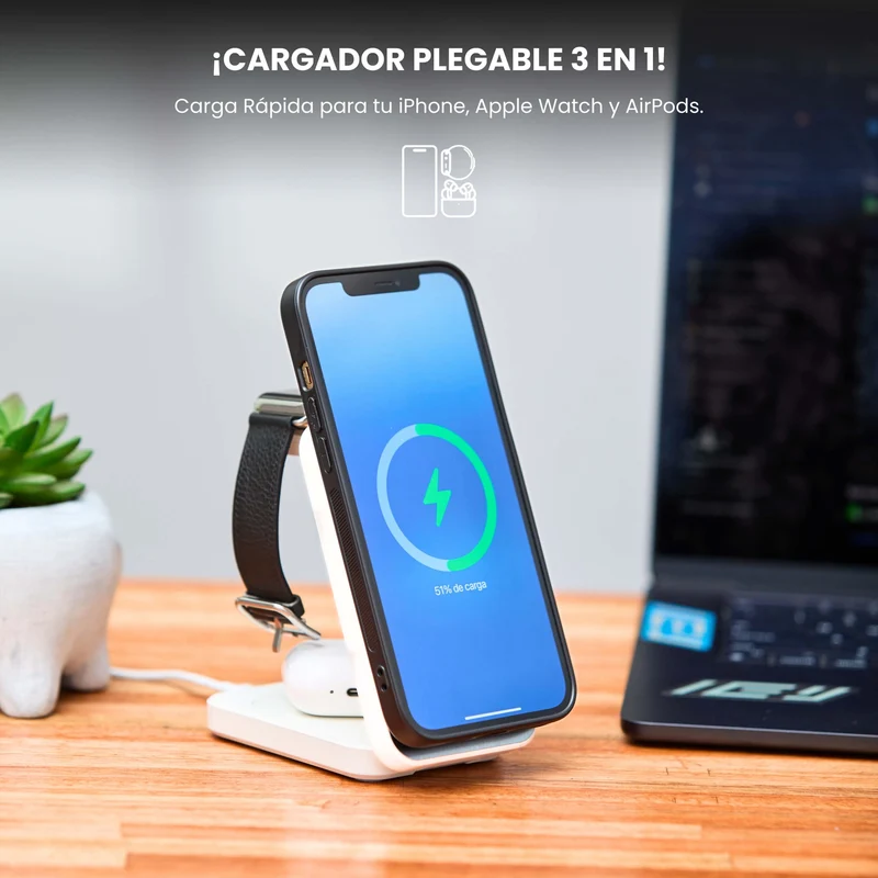 Combo MagSafe – Funda Transparente & Estación de Carga 3 en 1 Plegable