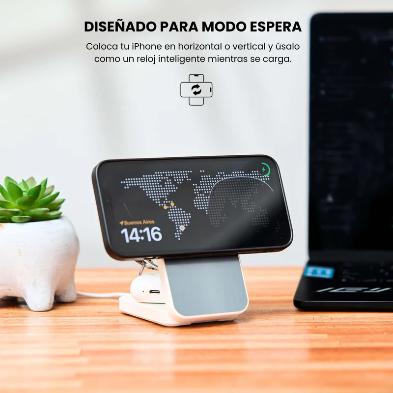 Combo MagSafe – Funda Transparente & Estación de Carga 3 en 1 Plegable