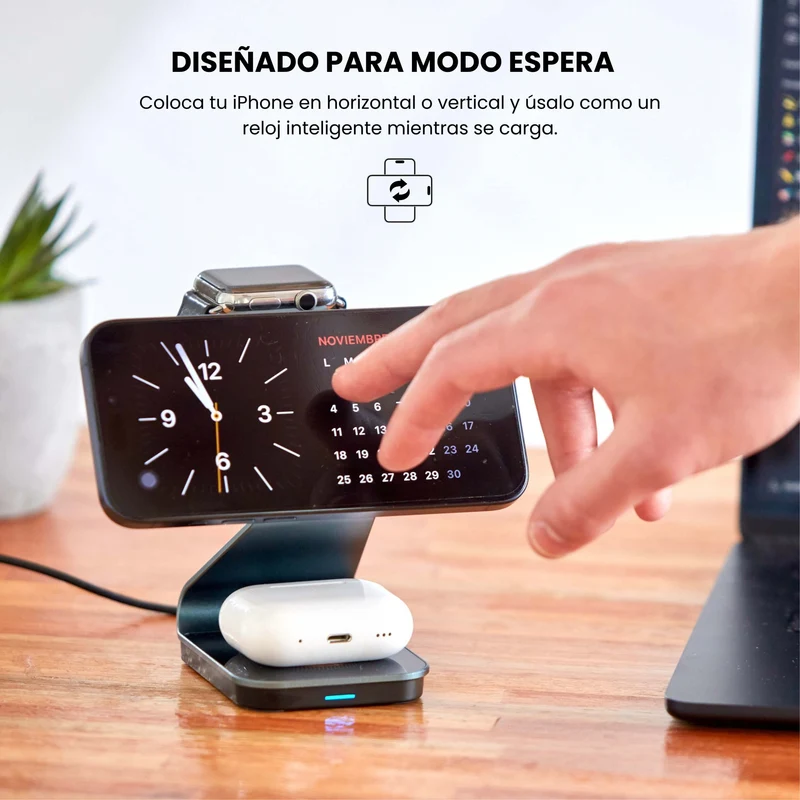 Combo MagSafe – Funda Transparente & Estación de Carga Inalámbrica 3 en 1