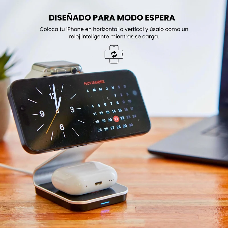 Combo MagSafe – Funda Transparente & Estación de Carga Inalámbrica 3 en 1