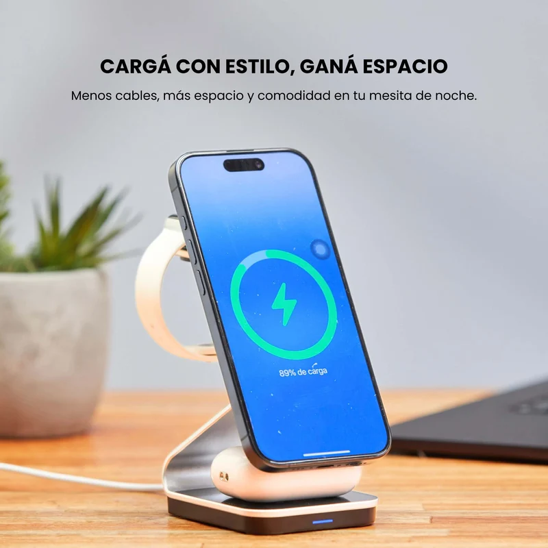 Combo MagSafe – Funda Transparente & Estación de Carga Inalámbrica 3 en 1