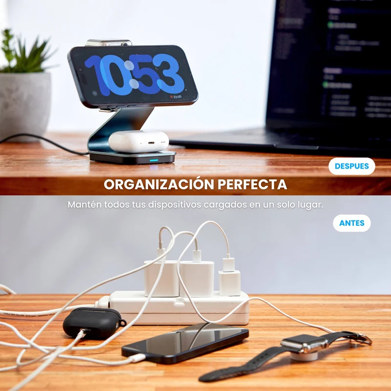 Combo MagSafe – Funda Transparente & Estación de Carga Inalámbrica 3 en 1