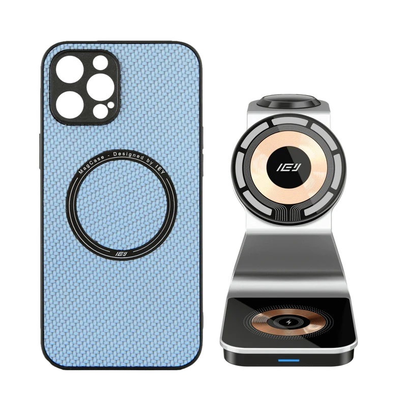 Combo MagSafe – Funda Carbon & Estación de Carga Inalámbrica 3 en 1